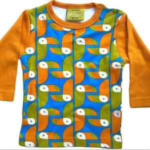 NWT Eleanor orange, blue, green toucan shirt 6M